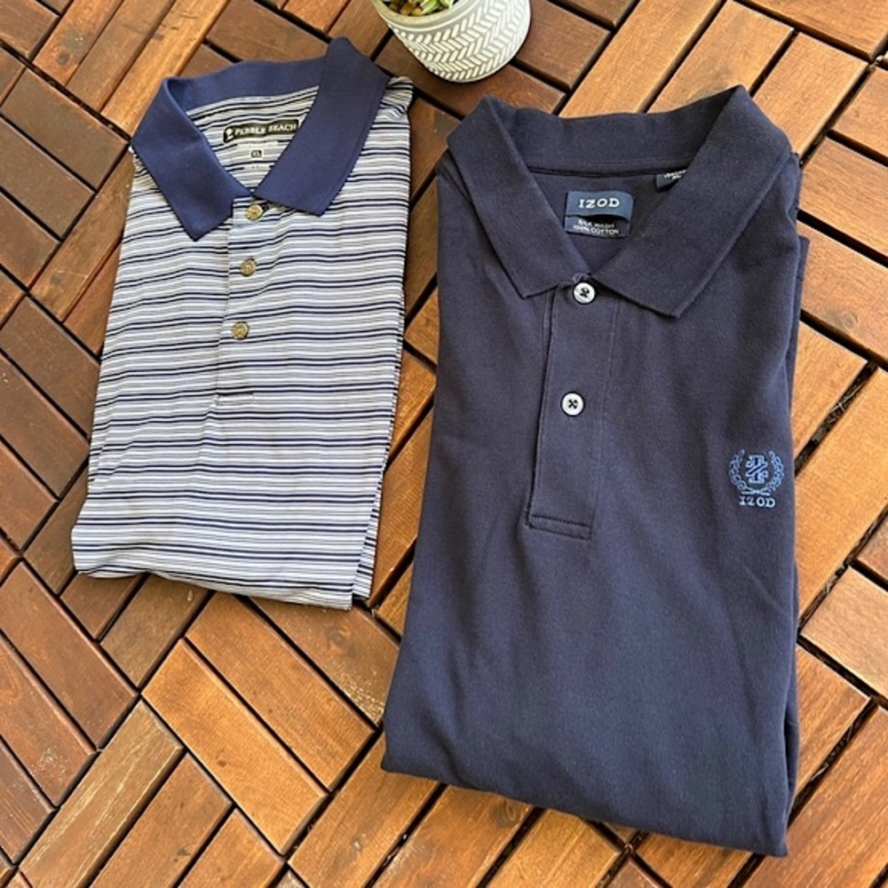 ✨EUC✨2 Mens XL Golf Shirts - Izod & Pebble Beach